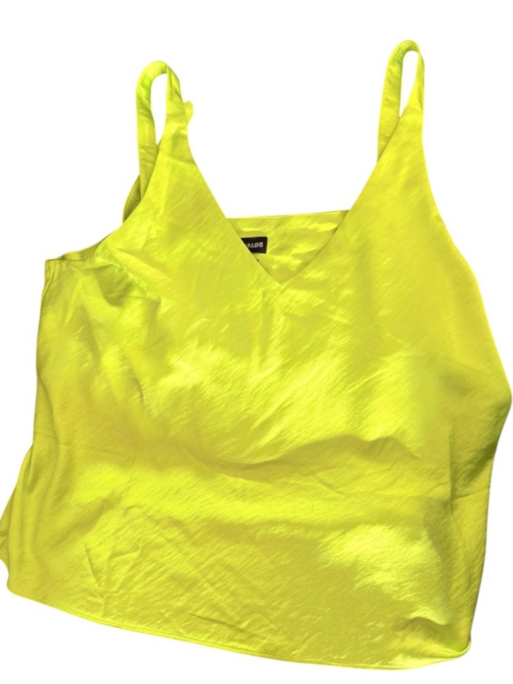 WILDFANG Cami Tank Top Womens Neon Lime Green V-Neck With Sash Tie 1X